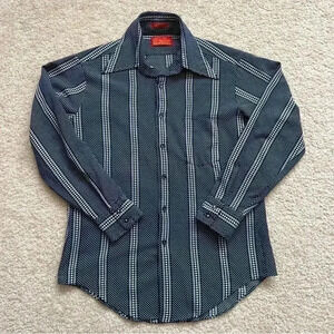 Sears Best Vintage Kings Road Shop Men L 16-16.5 Textured Polyester Dress Shirt